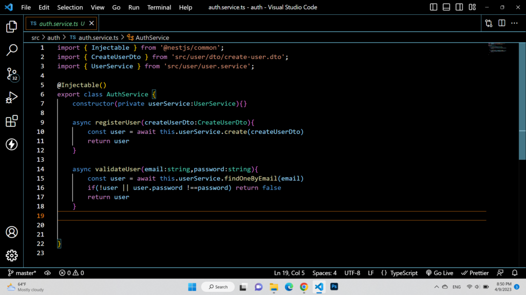 Create an authentication module in NestJs using local-strategy 4
