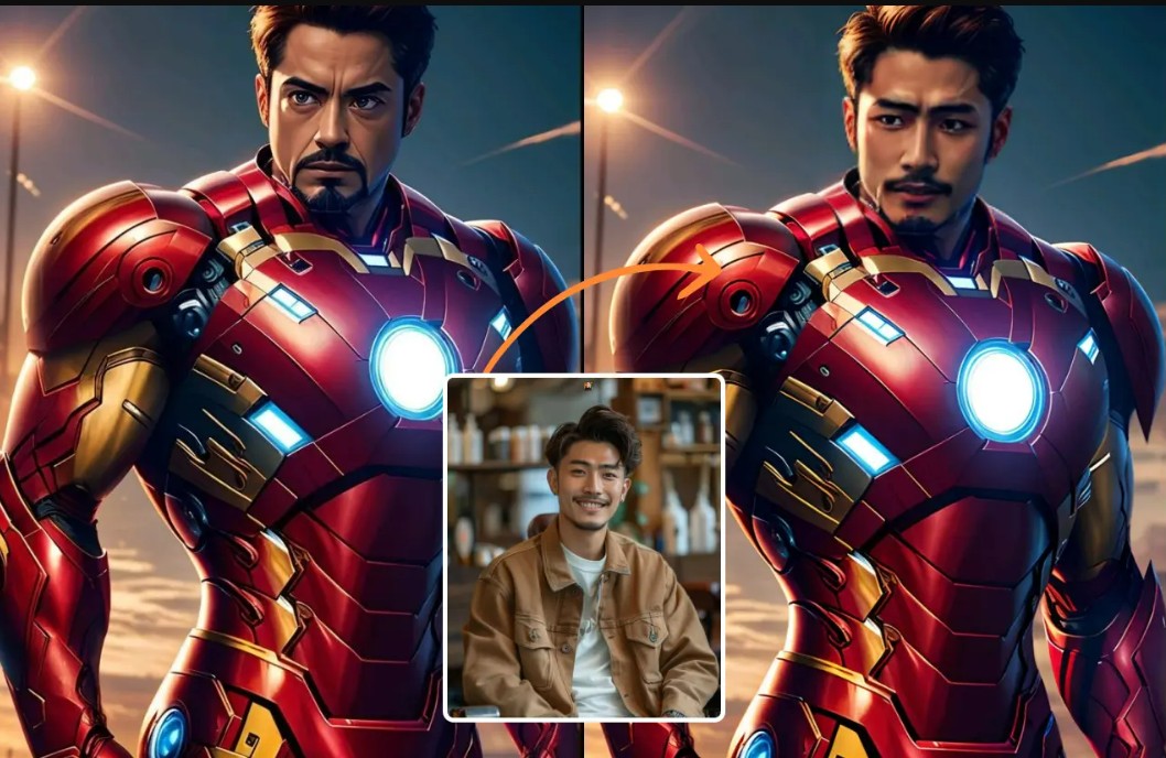 face swap of iron man with individuals using ai