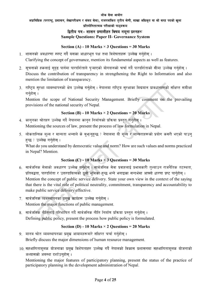 Branch Officer Syllabus | Download Loksewa Aayog 2081