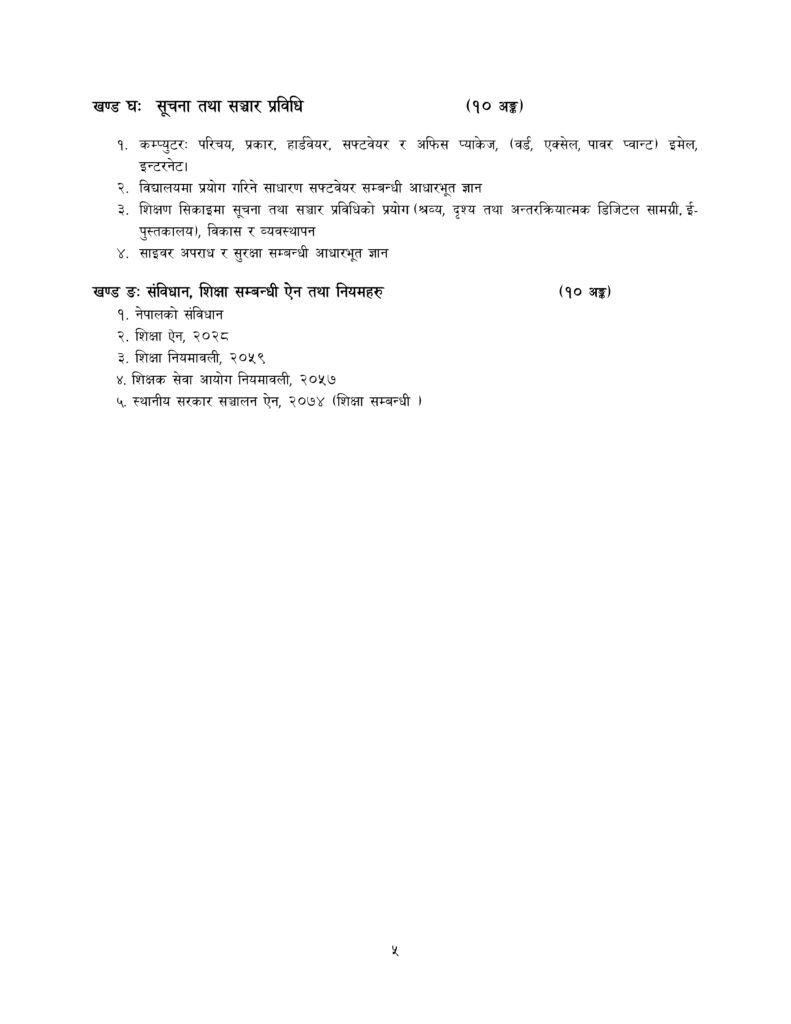 secondary level teaching exam syllabus