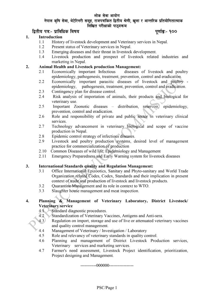 Complete Syllabus Of Veterinary Exam | Lok Sewa Aayog 2081 1